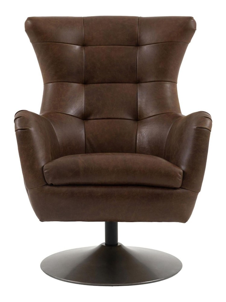 Gallery Home Brown Byzantium Leather Swivel Chair - Image 2 of 6