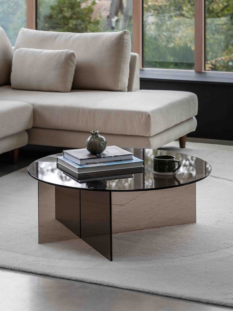 Gallery Home Charcoal Grey Phrixus Glass Coffee Table - Image 1 of 5 Gallery Home Charcoal Grey Phrixus Glass Coffee Table - Image 1 of 5