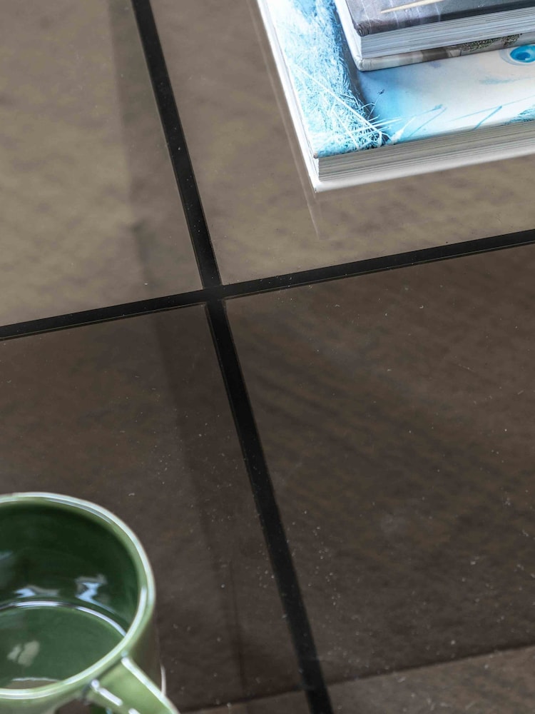 Gallery Home Charcoal Grey Phrixus Glass Coffee Table - Image 2 of 5 Gallery Home Charcoal Grey Phrixus Glass Coffee Table - Image 2 of 5