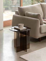 Gallery Home Charcoal Grey Phrixus Glass Side Table - Image 1 of 6