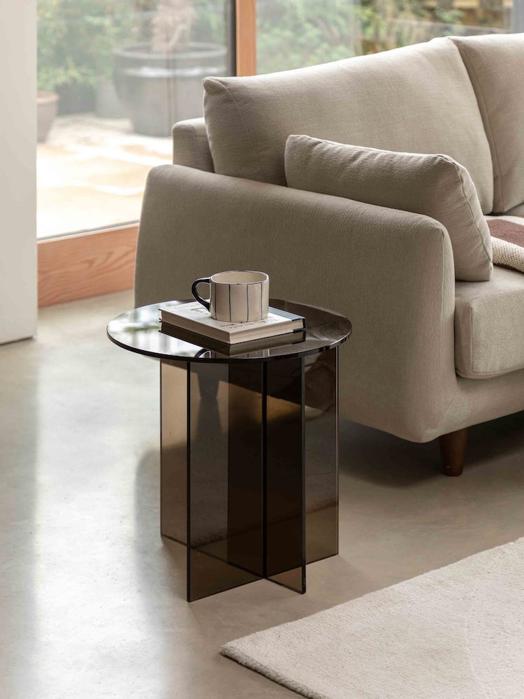 Gallery Home Charcoal Grey Phrixus Glass Side Table - Image 1 of 6 Gallery Home Charcoal Grey Phrixus Glass Side Table - Image 1 of 6