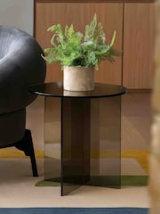 Gallery Home Charcoal Grey Phrixus Glass Side Table - Image 2 of 6