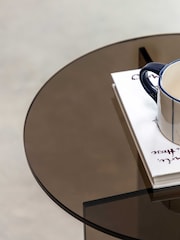 Gallery Home Charcoal Grey Phrixus Glass Side Table - Image 3 of 6