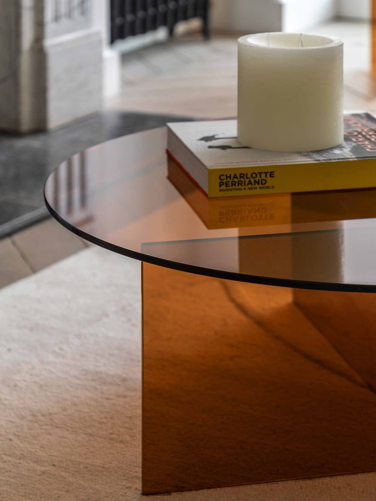 Gallery Home Bronze Brown Phrixus Glass Coffee Table - Image 2 of 6