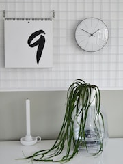 Widdop White Big Stripe Mini Dome Glass Table or Wall Clock - Image 1 of 5