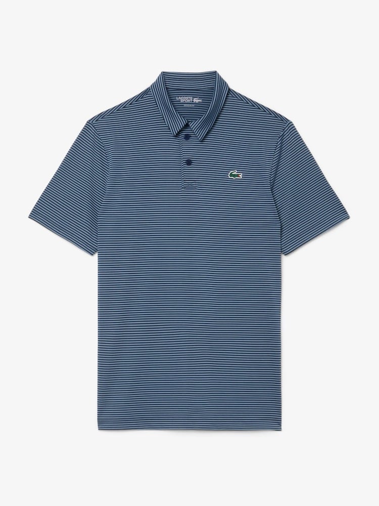 Lacoste Green Regular Fit Ultra-Dry Jersey Golf Striped Polo Shirt - Image 1 of 3 Lacoste Green Regular Fit Ultra-Dry Jersey Golf Striped Polo Shirt - Image 1 of 3