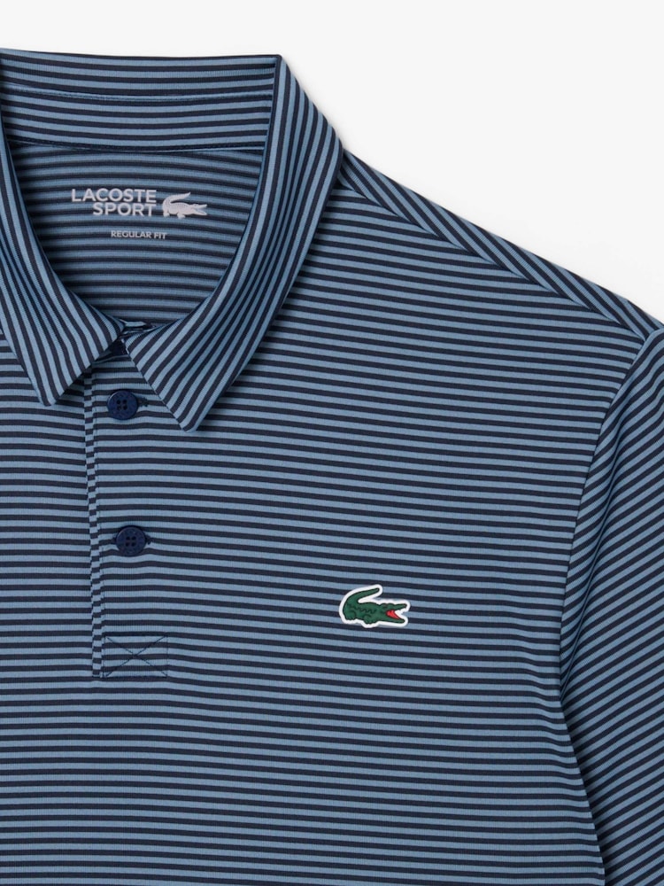 Lacoste Green Regular Fit Ultra-Dry Jersey Golf Striped Polo Shirt - Image 2 of 3 Lacoste Green Regular Fit Ultra-Dry Jersey Golf Striped Polo Shirt - Image 2 of 3