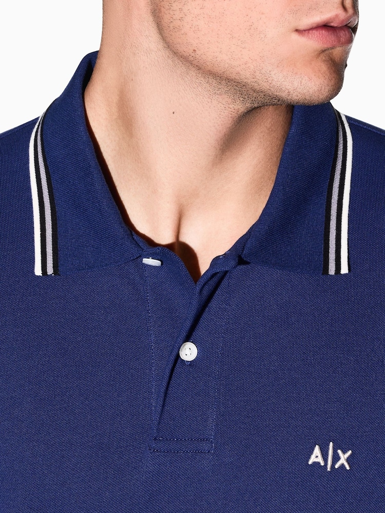 Armani Exchange Blue Regular-Fit Logo Polo Shirt - Image 5 of 5 Armani Exchange Blue Regular-Fit Logo Polo Shirt - Image 5 of 5