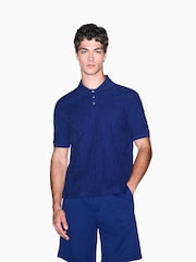 Armani Exchange Blue Regular-Fit Logo Polo Shirt - Image 1 of 8