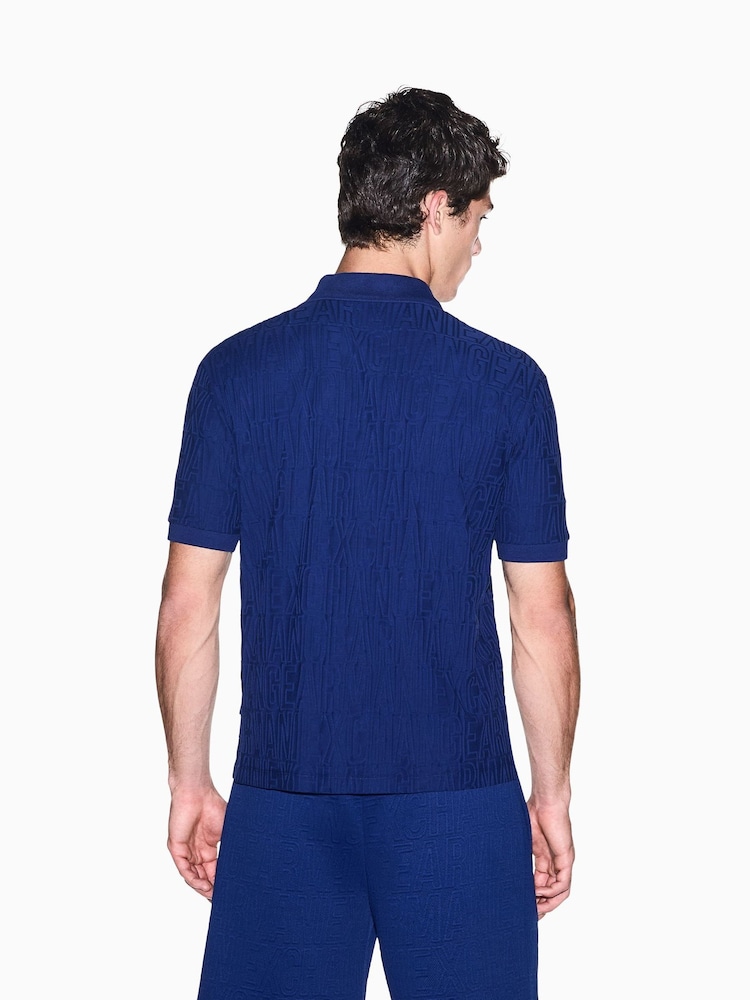 Armani Exchange Blue Regular-Fit Logo Polo Shirt - Image 2 of 8