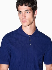 Armani Exchange Blue Regular-Fit Logo Polo Shirt - Image 5 of 8