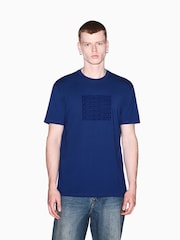 Armani Exchange Blue Regular-Fit Logo T-Shirt - Image 1 of 8