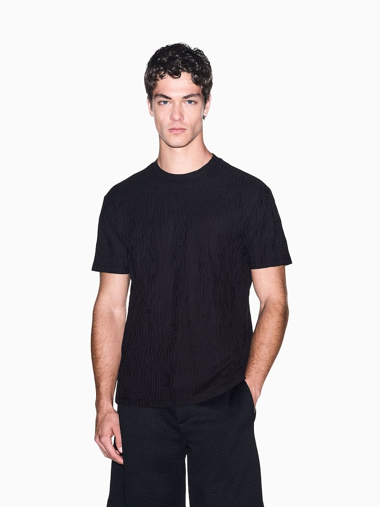 Armani Exchange Black Regular-Fit Logo T-Shirt - Image 1 of 8