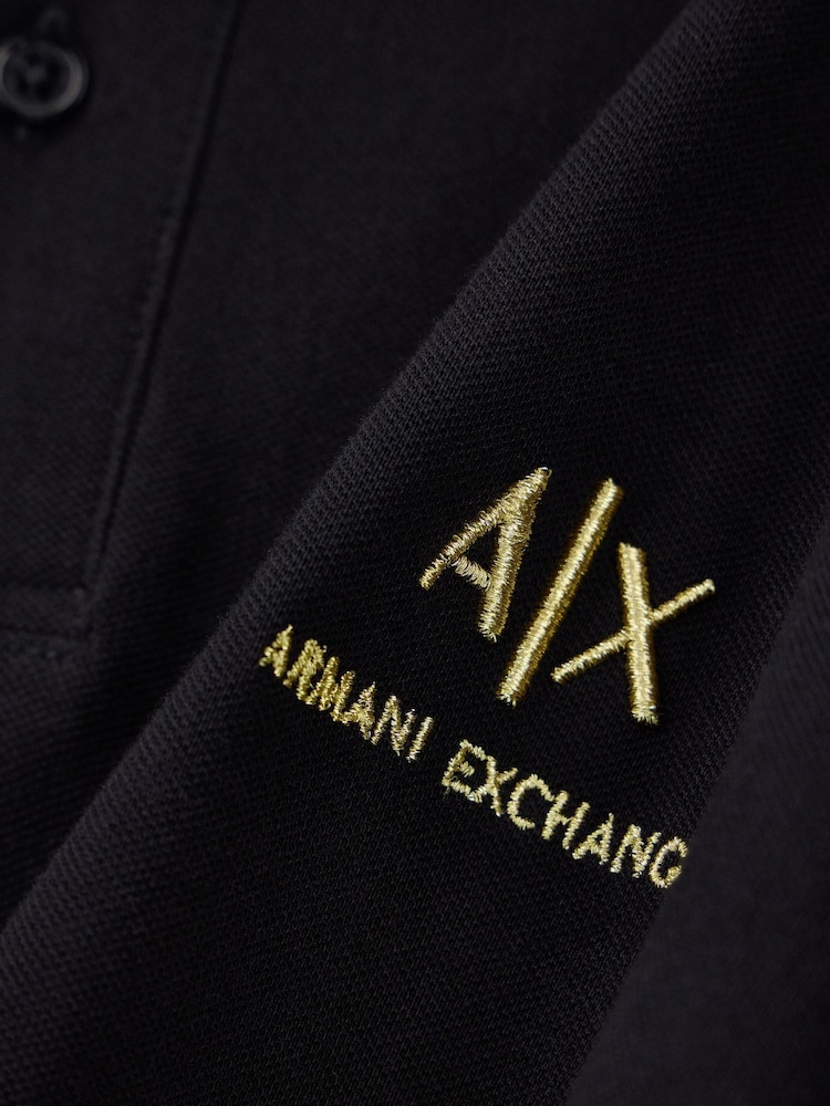 Armani Exchange Black Regular-Fit Logo Polo Shirt - Image 7 of 7