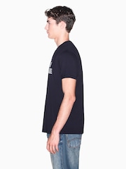 Armani Exchange Blue Regular-Fit Logo T-Shirt - Image 4 of 8