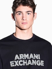 Armani Exchange Blue Regular-Fit Logo T-Shirt - Image 5 of 8