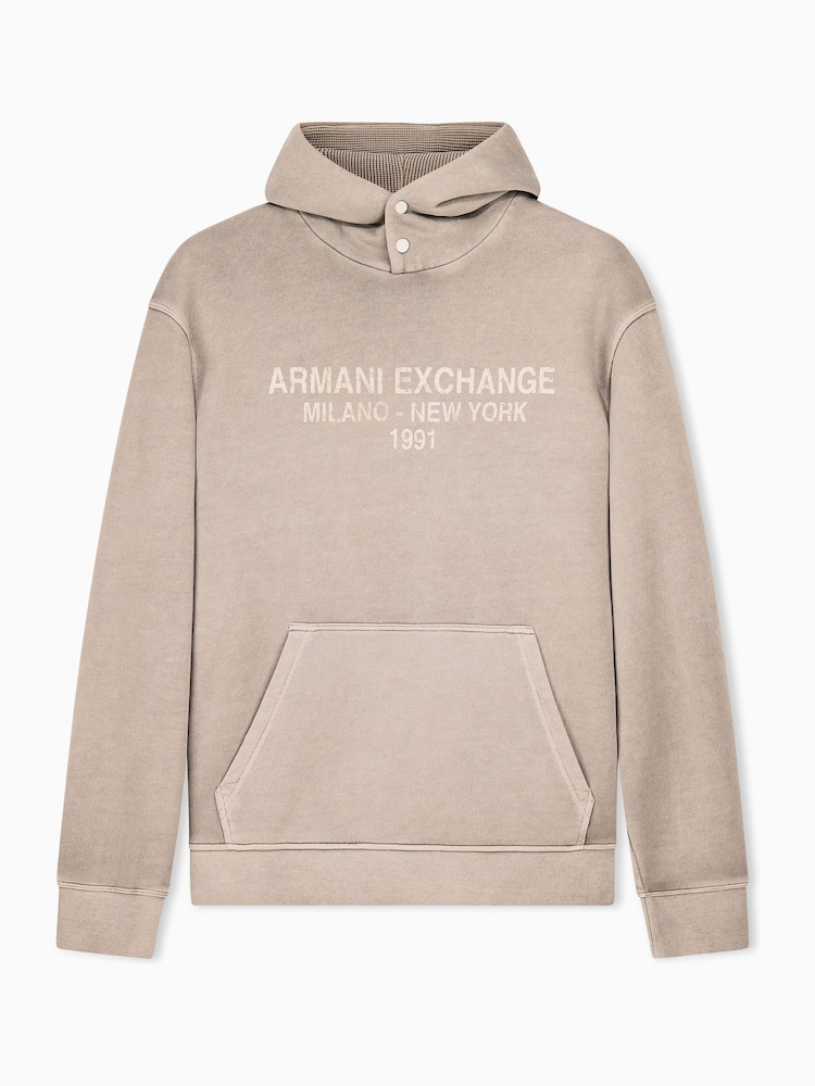 Armani Exchange Beige Regular-Fit Logo Hoody - Image 1 of 1