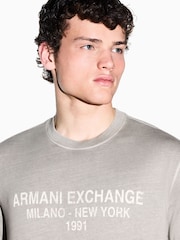 Krem boja - Majica sa logotipom Armani Exchange redovnog kroja - Slika 4 od 5