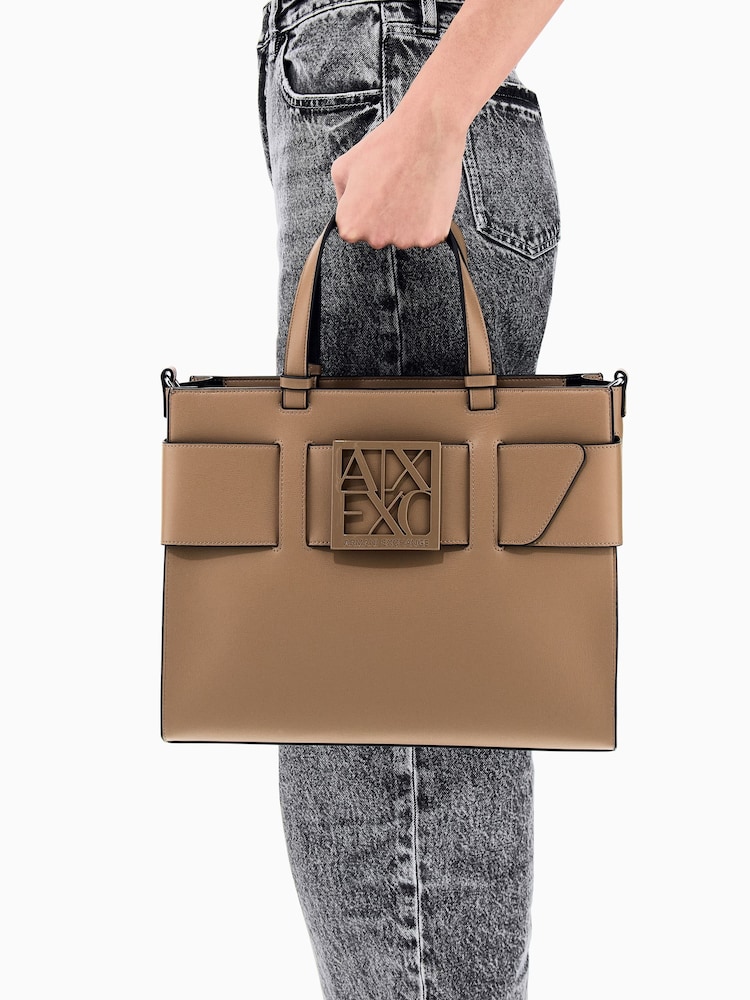 Armani Exchange Brown Logo Tote Bag - Image 1 of 6