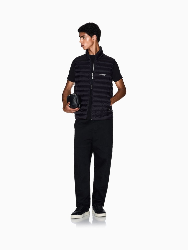 Armani Exchange Black Regular-Fit Logo Gilet - Image 1 of 5