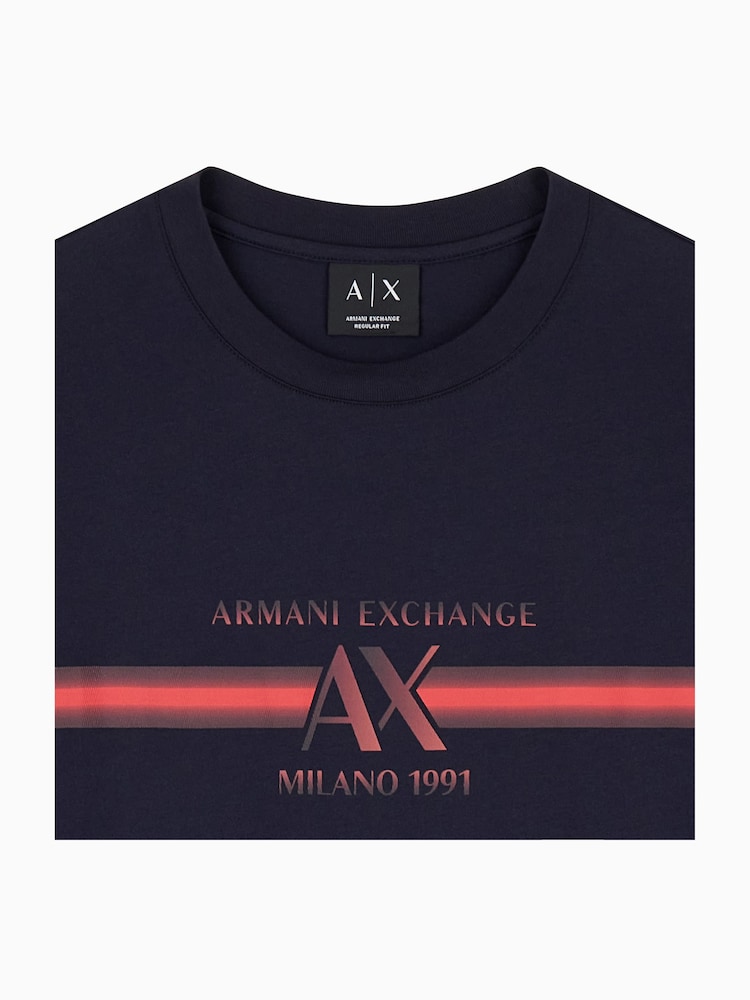 Armani Exchange Blue Regular-Fit Logo T-Shirt - Image 7 of 7 Armani Exchange Blue Regular-Fit Logo T-Shirt - Image 7 of 7