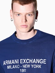 Plavo - Majica sa logotipom Armani Exchange redovnog kroja - Slika 4 od 7
