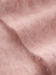 CERENE Hazel Pink Wool Brushed Merino Crew Neck Cardigan - Image 6 of 8