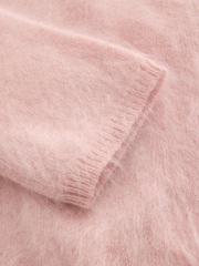 CERENE Hazel Pink Wool Brushed Merino Crew Neck Cardigan - Image 7 of 8