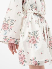 Accessorize Cream Floral Print Short Dressing Gown - Image 2 of 4