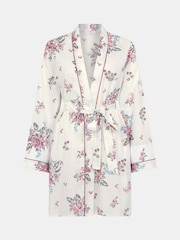 Accessorize Cream Floral Print Short Dressing Gown - Image 4 of 4