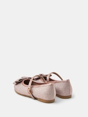 Angels By Accessorize Pink Girls Bow Glitter Ballet Flats - Image 3 of 3