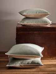 The Set 4 Pack Green Cotton Linen Filled Cushions - Image 1 of 2