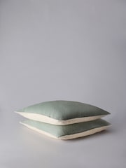 The Set 2 Pack Green Cotton Linen Filled Cushions - Image 1 of 1