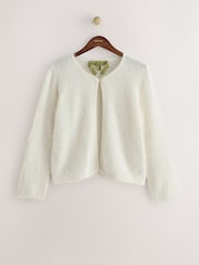 CERENE Hazel Cream Wool Brushed Merino Crew Neck Cardigan - Image 2 of 6