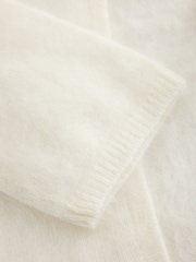 CERENE Hazel Cream Wool Brushed Merino Crew Neck Cardigan - Image 5 of 6