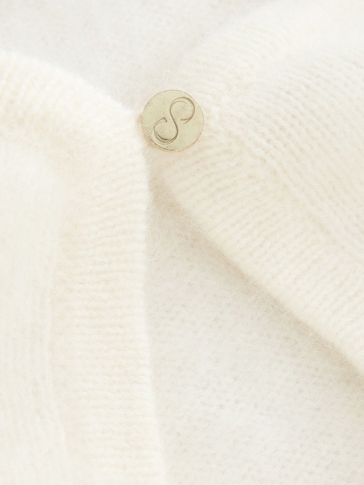 CERENE Hazel Cream Wool Brushed Merino Crew Neck Cardigan - Image 6 of 6