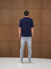 CAPO Blue Cable Twist Open Collar Polo Shirt - Image 2 of 7