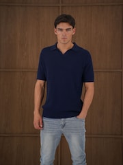 CAPO Blue Cable Twist Open Collar Polo Shirt - Image 5 of 7