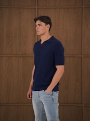 CAPO Blue Cable Twist Open Collar Polo Shirt - Image 6 of 7
