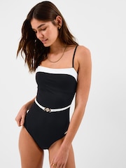 Accessorize Black UPF50+ Mono Belted Shaping Swimsuit - Image 1 of 4
