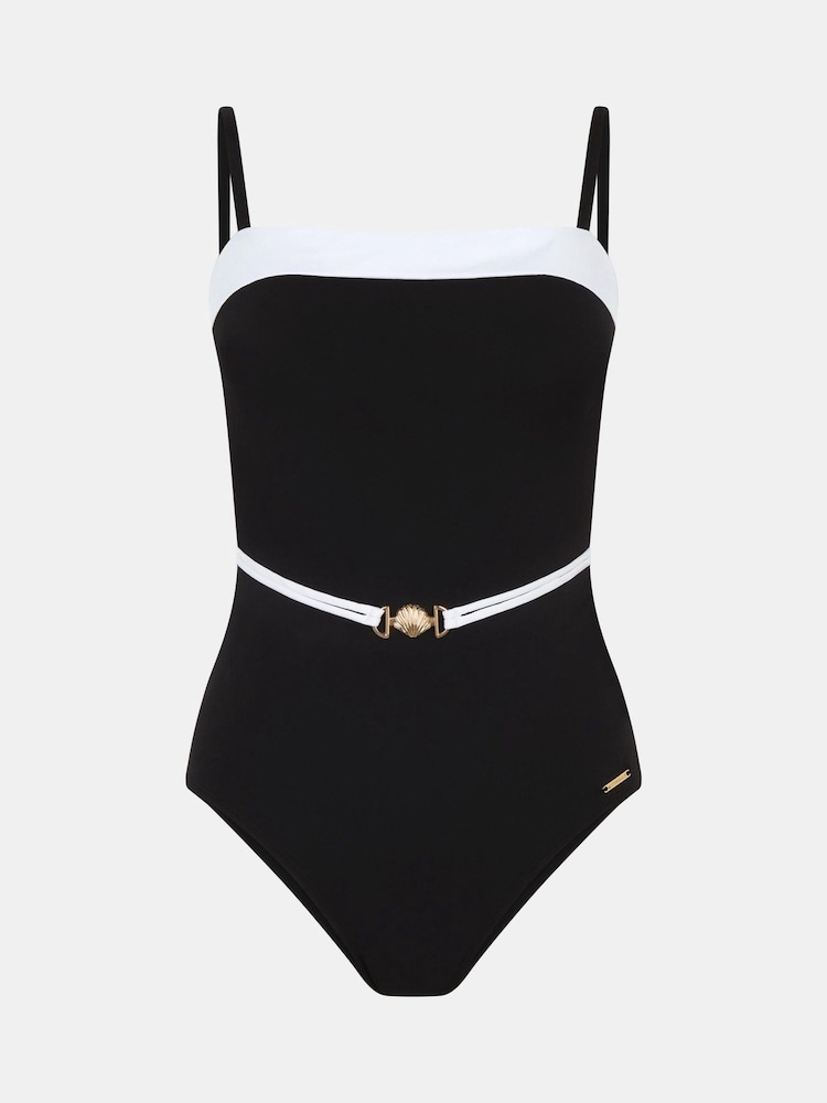 Accessorize Black UPF50+ Mono Belted Shaping Swimsuit - Image 4 of 4