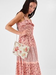 Accessorize Cream Floral Sequin Clutch Bag - Image 1 of 3