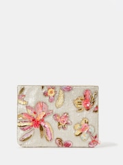 Accessorize Cream Floral Sequin Clutch Bag - Image 2 of 3