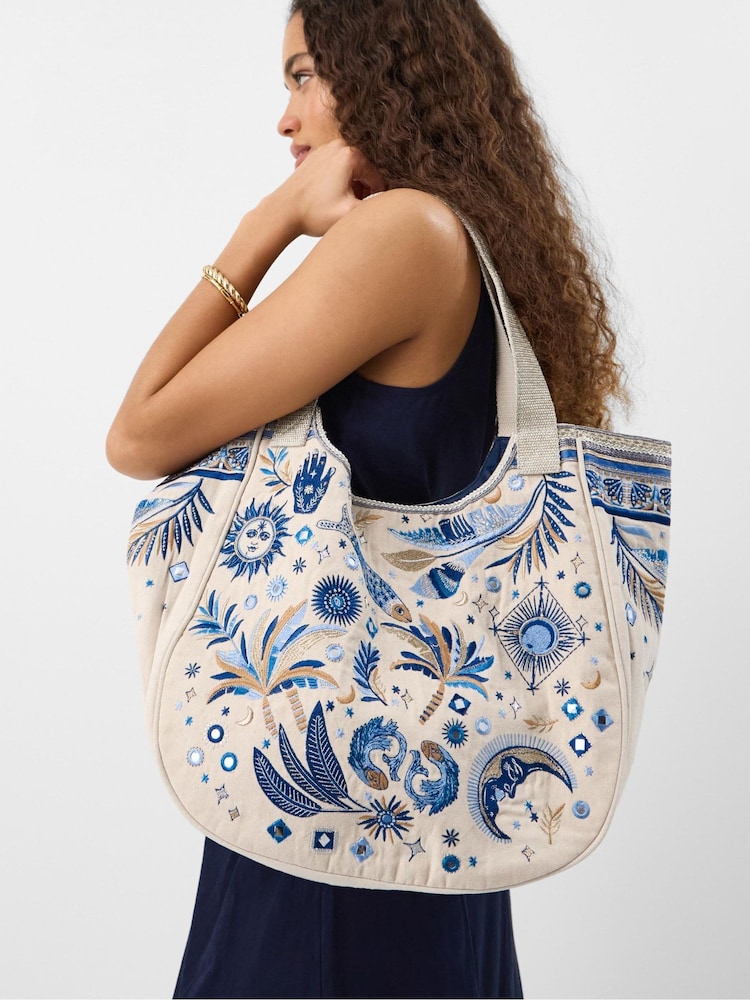 Accessorize Cream Celestial Embroidered Tote Bag - Image 1 of 3