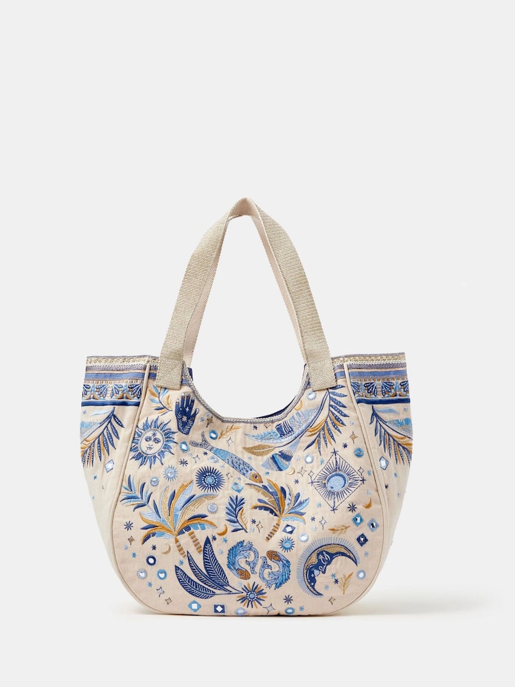 Accessorize Cream Celestial Embroidered Tote Bag - Image 2 of 3