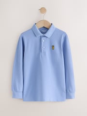 Blue/ Navy/ White Stag Long Sleeve Polo Shirts 3 Pack (3-16yrs) - Image 2 of 7