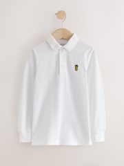 Blue/ Navy/ White Stag Long Sleeve Polo Shirts 3 Pack (3-16yrs) - Image 4 of 7