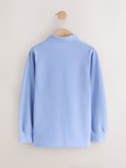 Blue/ Navy/ White Stag Long Sleeve Polo Shirts 3 Pack (3-16yrs) - Image 5 of 7