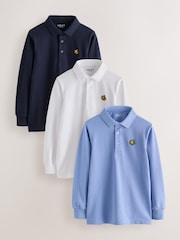 Blue/Navy/ White Griffin - Uzunqol Polo Köynəklər 3 Paket (3-16il) - 7şəkildən 1 şəkil