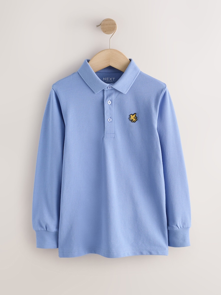 Light Blue Griffin Long Sleeve Polo Shirt (3-16yrs) - Image 1 of 4 Light Blue Griffin Long Sleeve Polo Shirt (3-16yrs) - Image 1 of 4